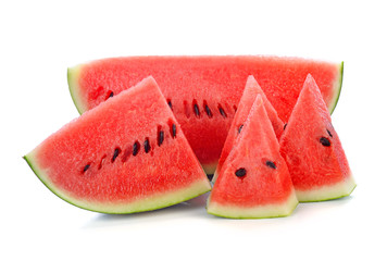 Sliced ripe watermelon isolated on white background