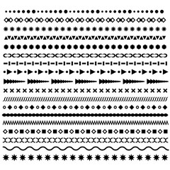 Line borders set. Geometric dotted vector dividers. Horizontal border patterns or web artistic dividers