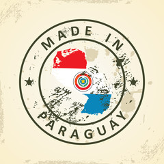 Stamp with map flag of Paraguay