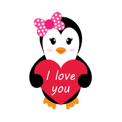 penguin girl with heart