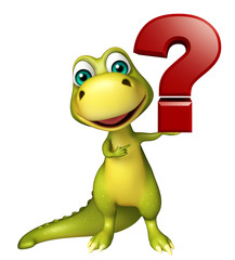 Dinosaur cartoon character with question mark sign