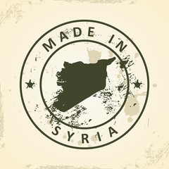 Stamp with map of Syria
