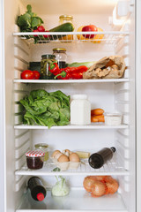 Open vegetarian fridge
