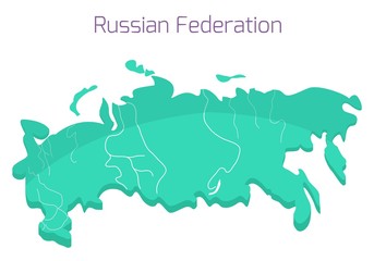 Russian map. Vector illustration of Russia in flat style