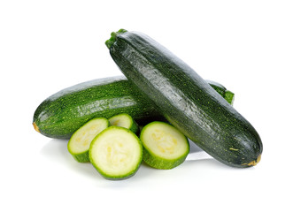 green zucchini vegetables isolated on white
