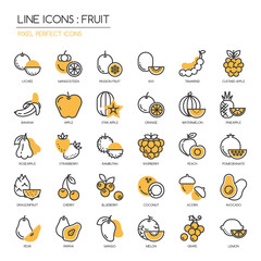 Fruit , thin line icons set ,pixel perfect icon