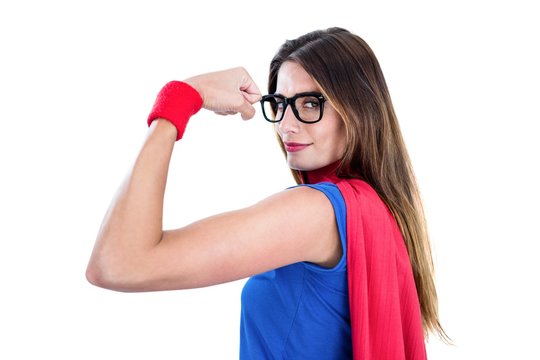 Portrait of confident woman in superhero costume