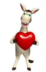 cute  Donkey cartoon character with heart