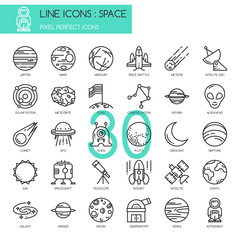 Space , thin line icons set ,pixel perfect icon