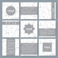 Modern vector templates for square brochure, cover, layout, card or magazine. Business, science, medicine and technology stationery mock-up. Background with gray circles