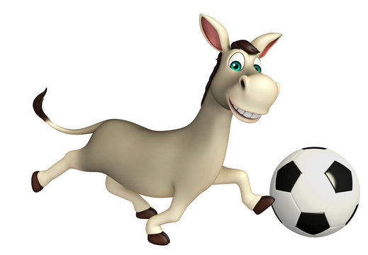fun  Donkey cartoon character with football