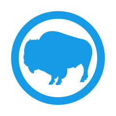 Icono plano bisonte en circulo color azul