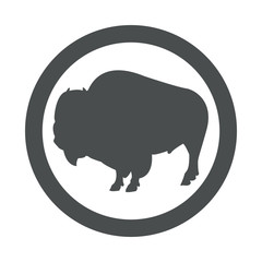 Icono plano bisonte en circulo color gris