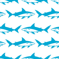 Sharks silhouettes seamless pattern.