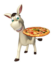 Donkey cartoon character with pizza