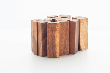 Wood block on white background.