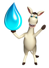 Donkey cartoon character with water drop