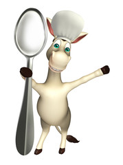 Donkey cartoon character with spoons and chef hat