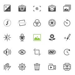 Photography and Camera Function icons with White Background