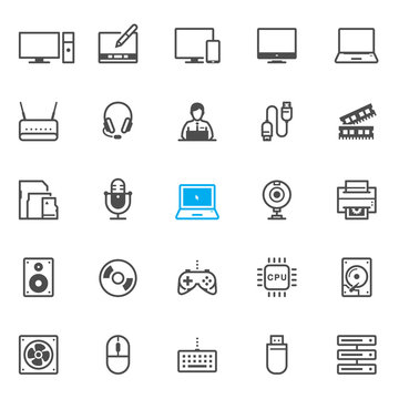 Computer and Computer Accessories icons with White Background