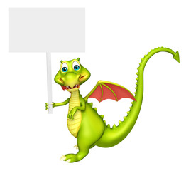 cute Dragon cartoon character with white board