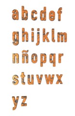 Numerals and alphabet on white background