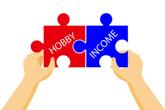 Illustration for Connecting Between Hobby and Income, isolated on white
