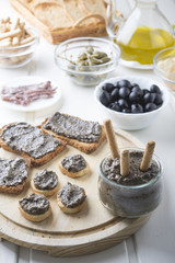 toasted bread with olive pate