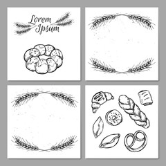 Hand drawn vintage vector illustration - Template for Bakery sho