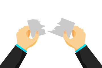 Hand, Ripping a piece of blank paper or card
