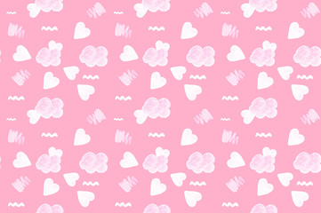 Funny seamless pattern in pink and white colors.