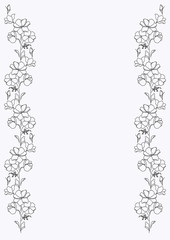 Floral border for design. Decorative element of the outline of the flowers.