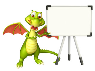 cute Dragon cartoon character with white board