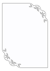 Rectangular frame with floral motifs. Outline black and white vintage frame.