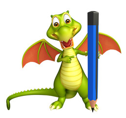 cute Dragon cartoon character with pencil