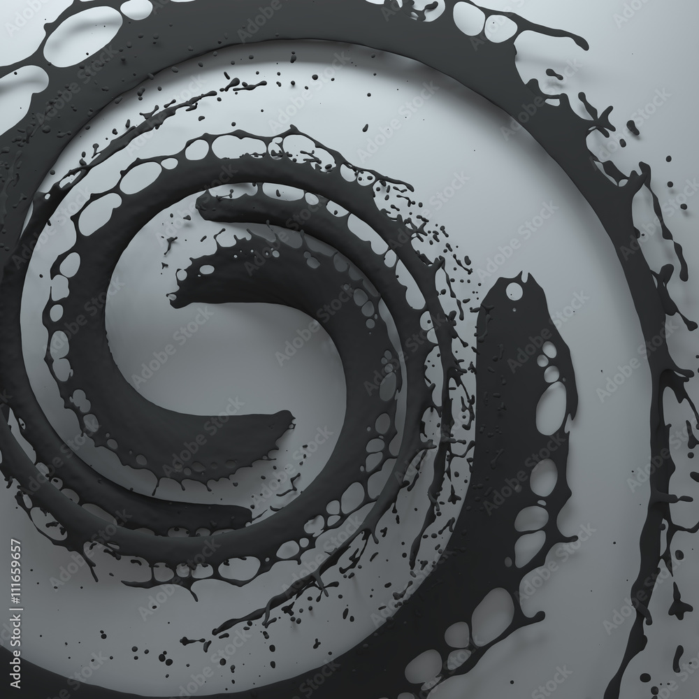 Poster 3d rendering background with circular splashes forms