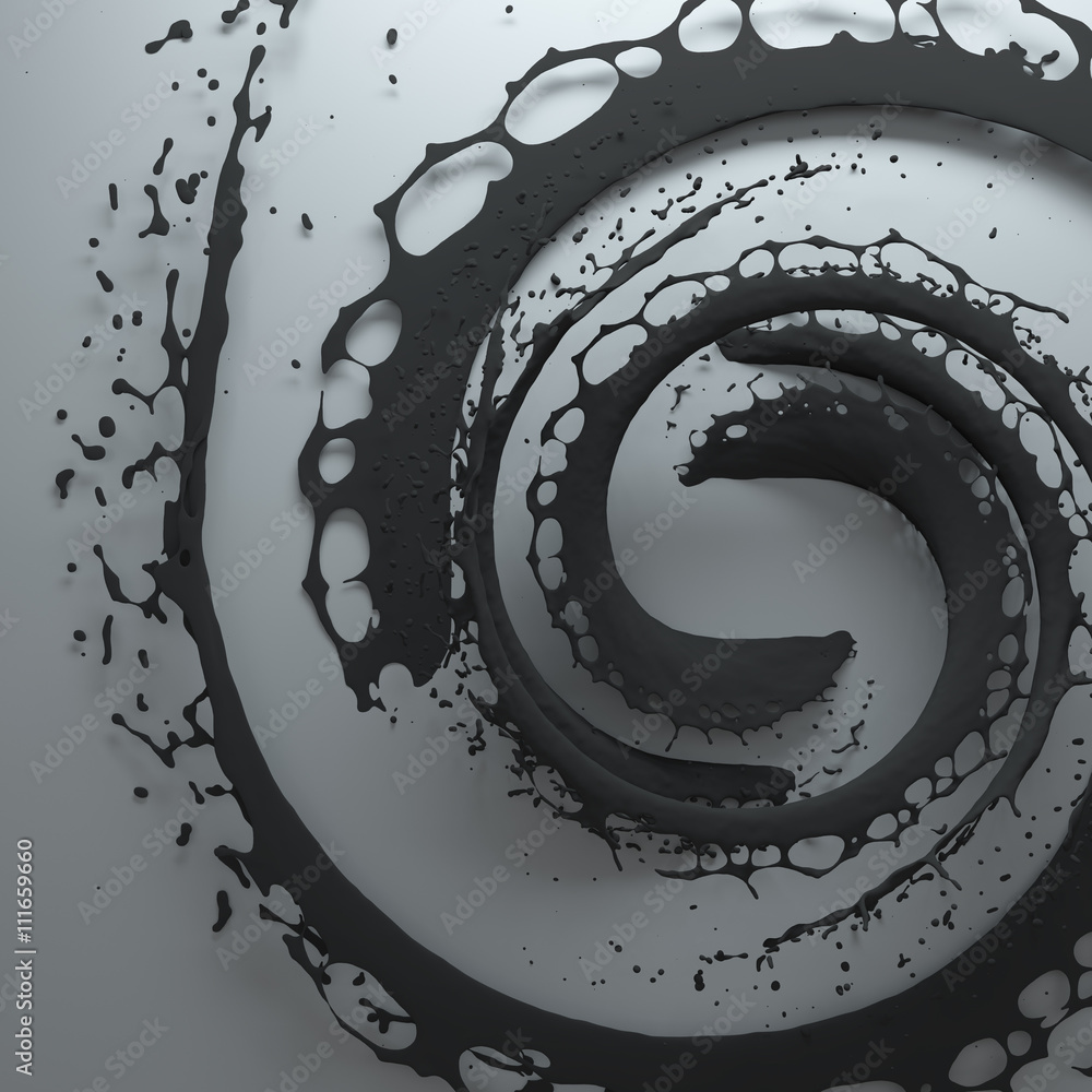 Poster 3d rendering background with circular splashes forms