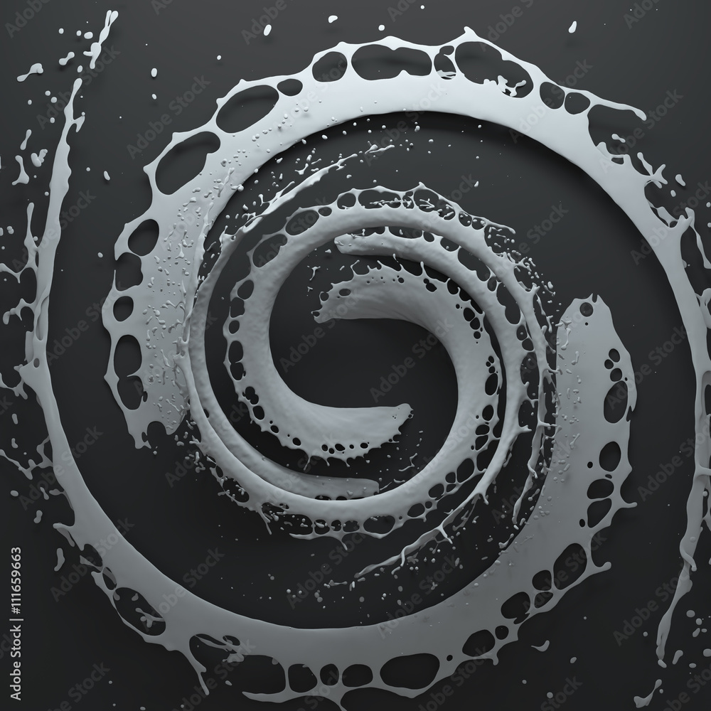 Poster 3d rendering background with circular splashes forms