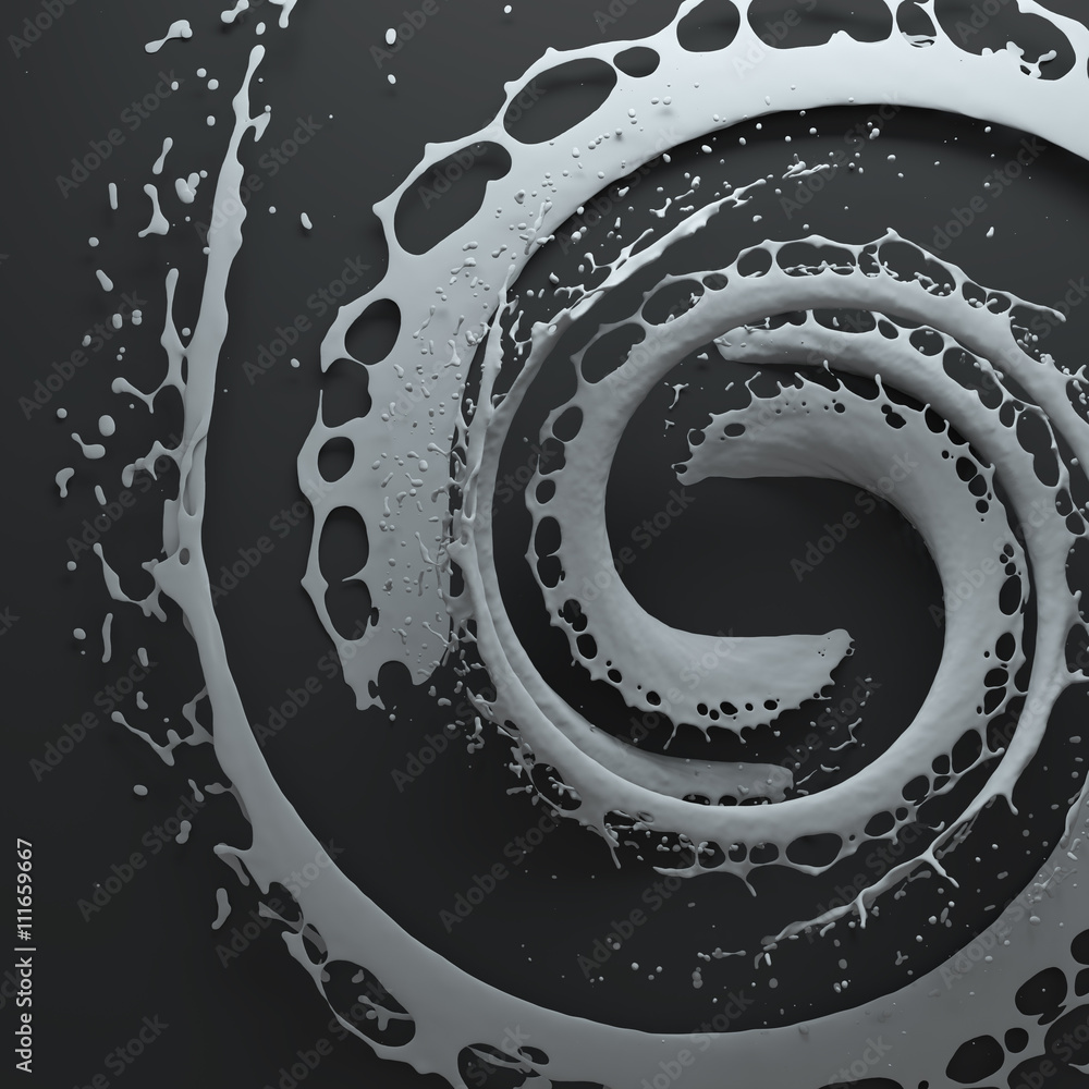 Poster 3d rendering background with circular splashes forms