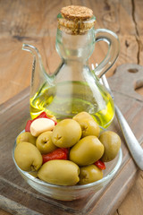 homemade olive oil on wood