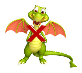Dragon cartoon character with wrong sign