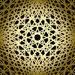 black background with gold knitted grid - vector pattern