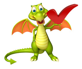 Dragon cartoon character with right sign