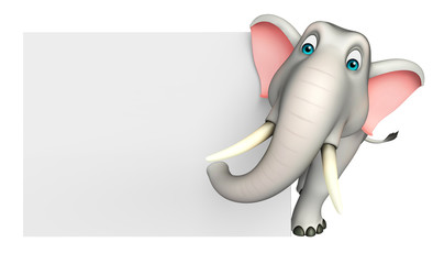 cute Elephant cartoon character with white board