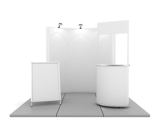 Blank trade show booth mock up. 3D rendering