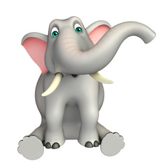 cute  Elephant cartoon character with  sitting down