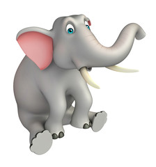 cute  Elephant cartoon character with  sitting down