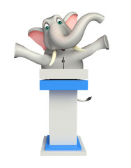cute Elephant cartoon character with speech stage