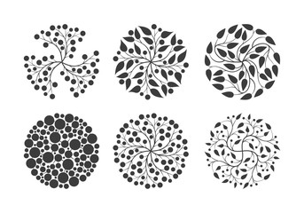 Vector simple round floral design collection.