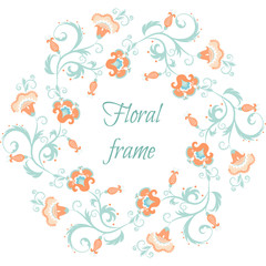 Floral garland. Flower border frame in pastel colors